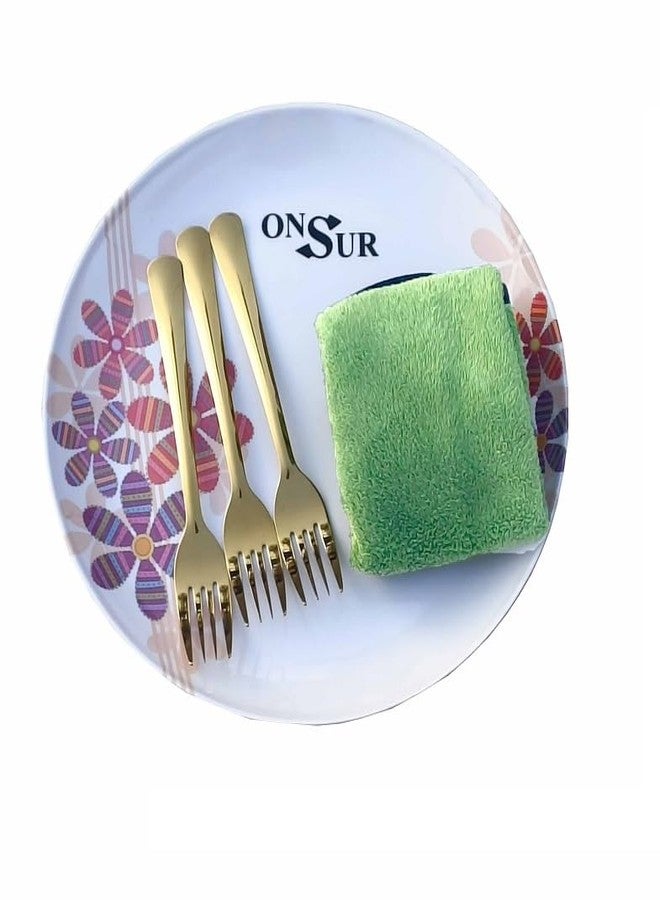 ONSUR Forks Set Stainless Steel PVD Gold Fork Set for Home and Kitchen, Golden Coated Shining 16 CM Long Perfect for Any Occasion 3pc - Image 4