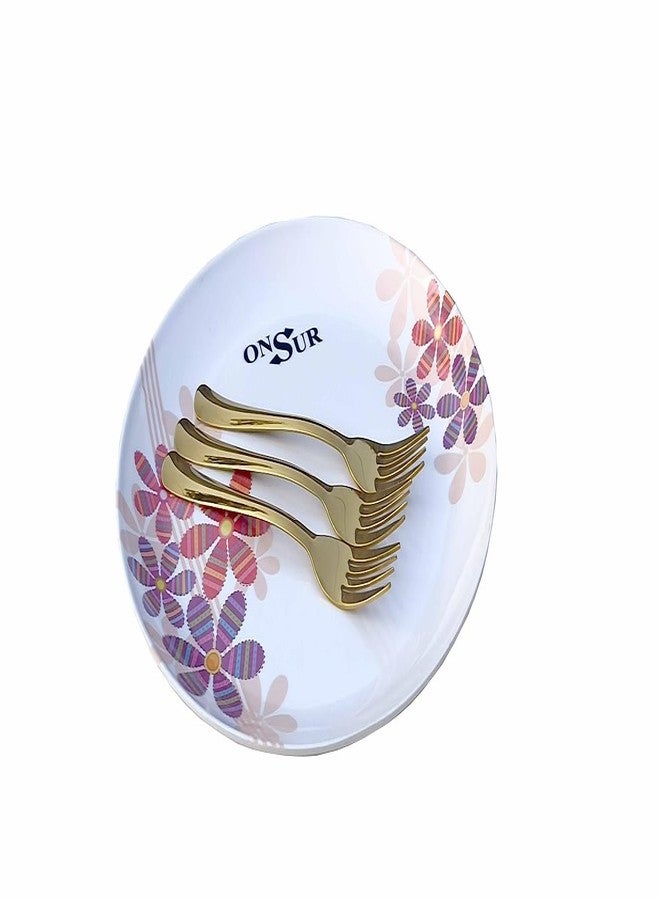 ONSUR Forks Set Stainless Steel PVD Gold Fork Set for Home and Kitchen, Golden Coated Shining 16 CM Long Perfect for Any Occasion 3pc - Image 1