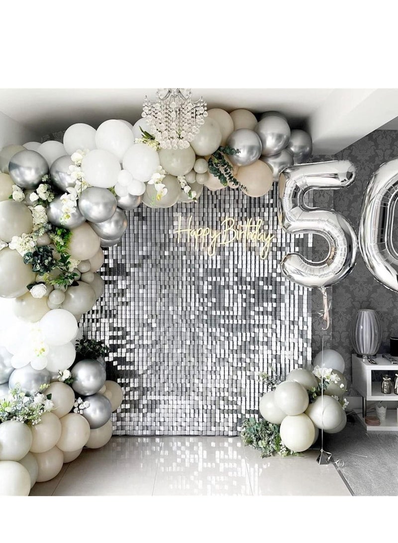 Rainbow Blue Shimmer Wall Backdrop 24PCS Rainbow Blue Sequins Backdrop Decoration Panels, Photo Backdrops for Baby Shower Mermaid Unicorn Birthday Anniversary Wedding Decoration - Image 3