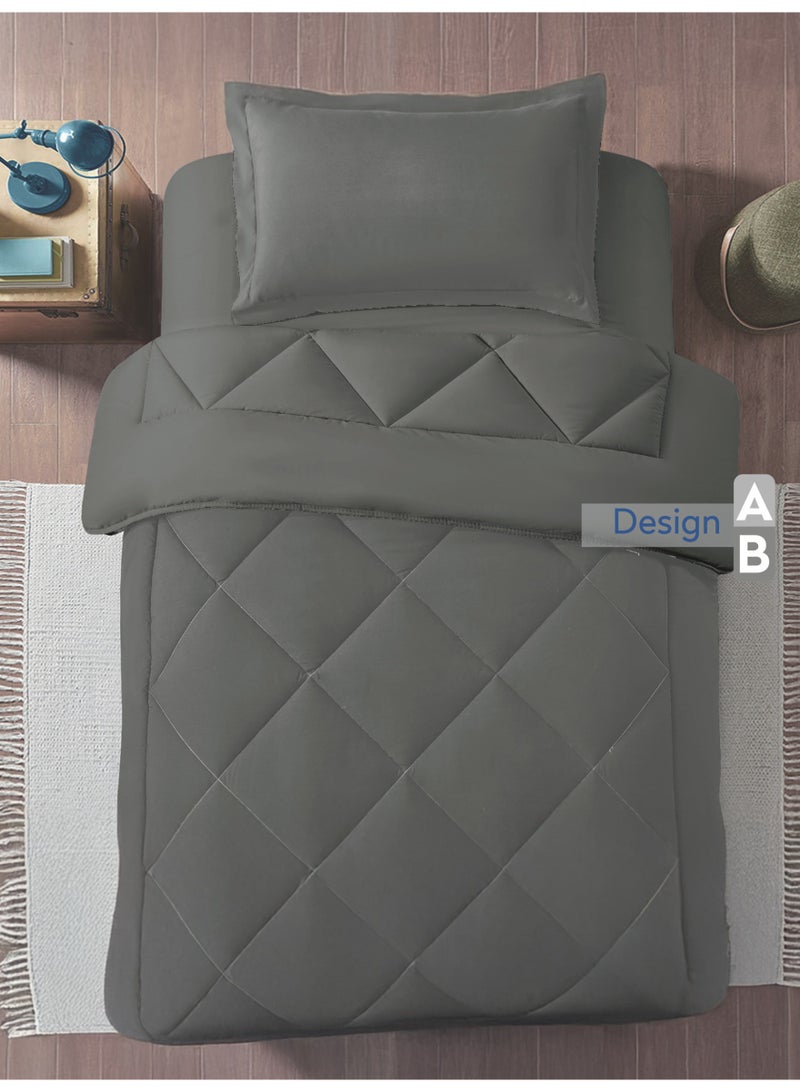 Donetella Bedding Comforter Set, Single Size 170x230 cm - 2-Pcs Solid Quilted Bed Set, Microfiber Fabric - 1 Comforter And 1 Pillow Shams - Image 5