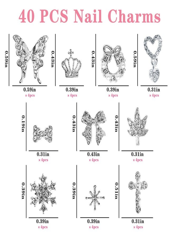 Lifextol 40pc Nail Charms for Women Nail Gems Rhinestones for Nails Decoration - Image 2