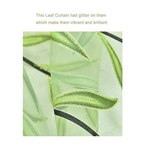 Ufurty 2 Pieces Willow Window Curtain Voile Tulle Room Salix Leaf Sheer Gauze Panel Drapes Green Color for Living Room, Bedroom, Balcony - Image 5