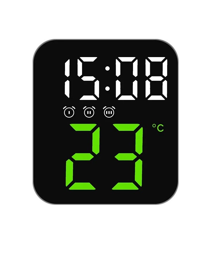 AROAQ LED Digital Alarm Clock, Voice Control Alarm Clock With Temperature Time Date Display, Super Silent 2 Levels Adjustable Brightness Multifunction Bedside Clock For Home Office Decor, (Green)  - Image 1