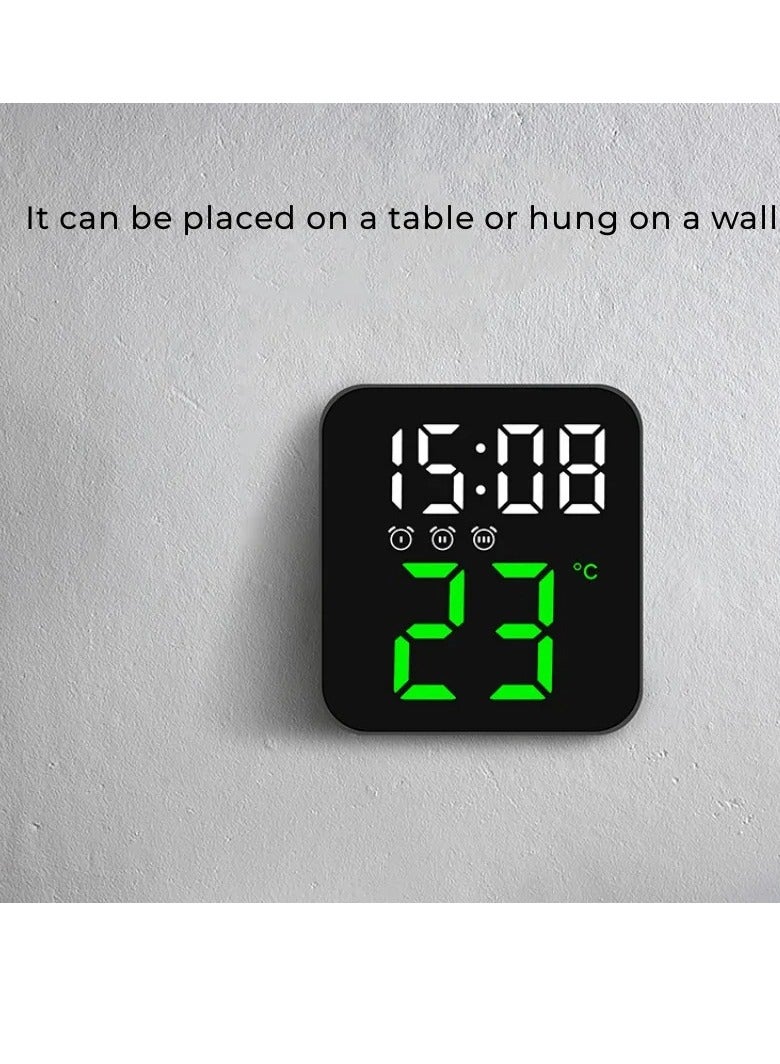 AROAQ LED Digital Alarm Clock, Voice Control Alarm Clock With Temperature Time Date Display, Super Silent 2 Levels Adjustable Brightness Multifunction Bedside Clock For Home Office Decor, (Green)  - Image 3