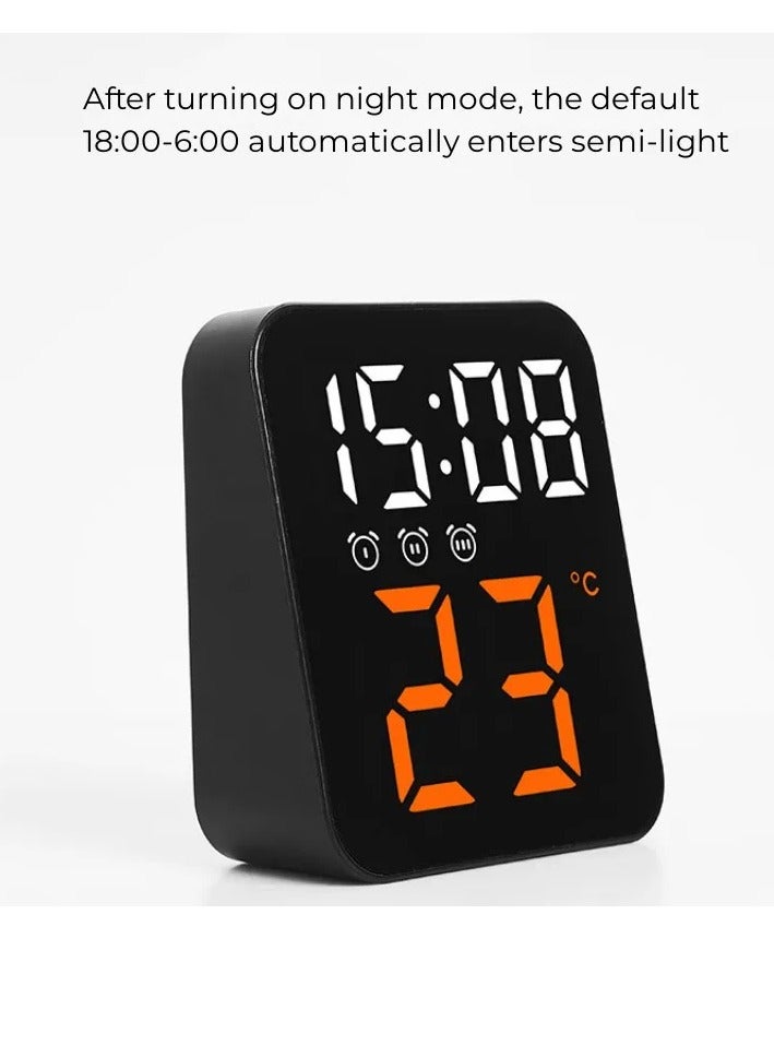 AROAQ LED Digital Alarm Clock, Voice Control Alarm Clock With Temperature Time Date Display, Super Silent 2 Levels Adjustable Brightness Multifunction Bedside Clock For Home Office Decor, (Green)  - Image 5