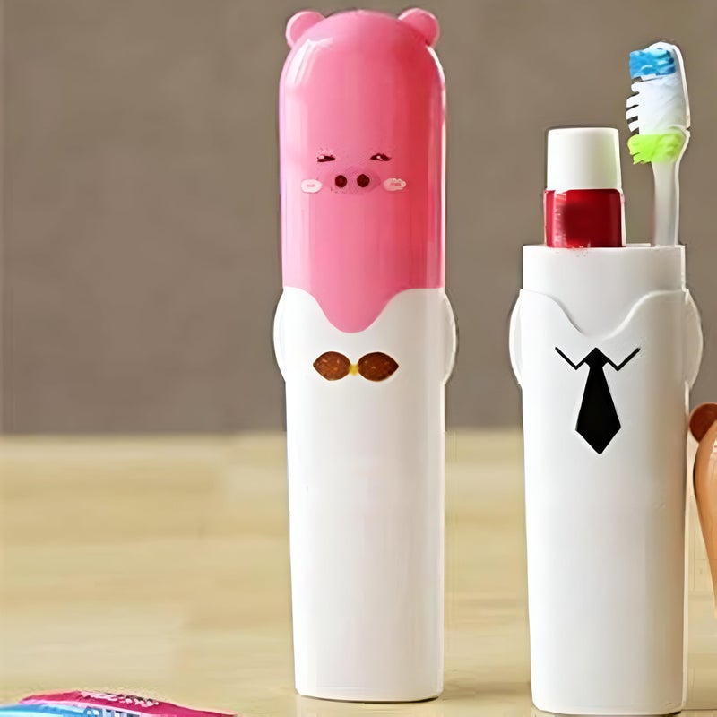 Aseenaa Combo Cute Cartoon Shape Plastic Portable Toothbrush Case Holder with Soap Case Holder for Bathroom Storage, Camping, Travel, Indoor & Outdoor (Pack of 2, Multicolor) - Image 4