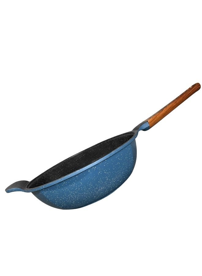 جلوري طقم حلل جرانيت غير لاصق بريميوم 15ق حلة( 18 + 20 + 24 + 28) + قارب 40 +  مقلايه 24+ ووك 28 + 4 ماسك لون ازرق - Image 5