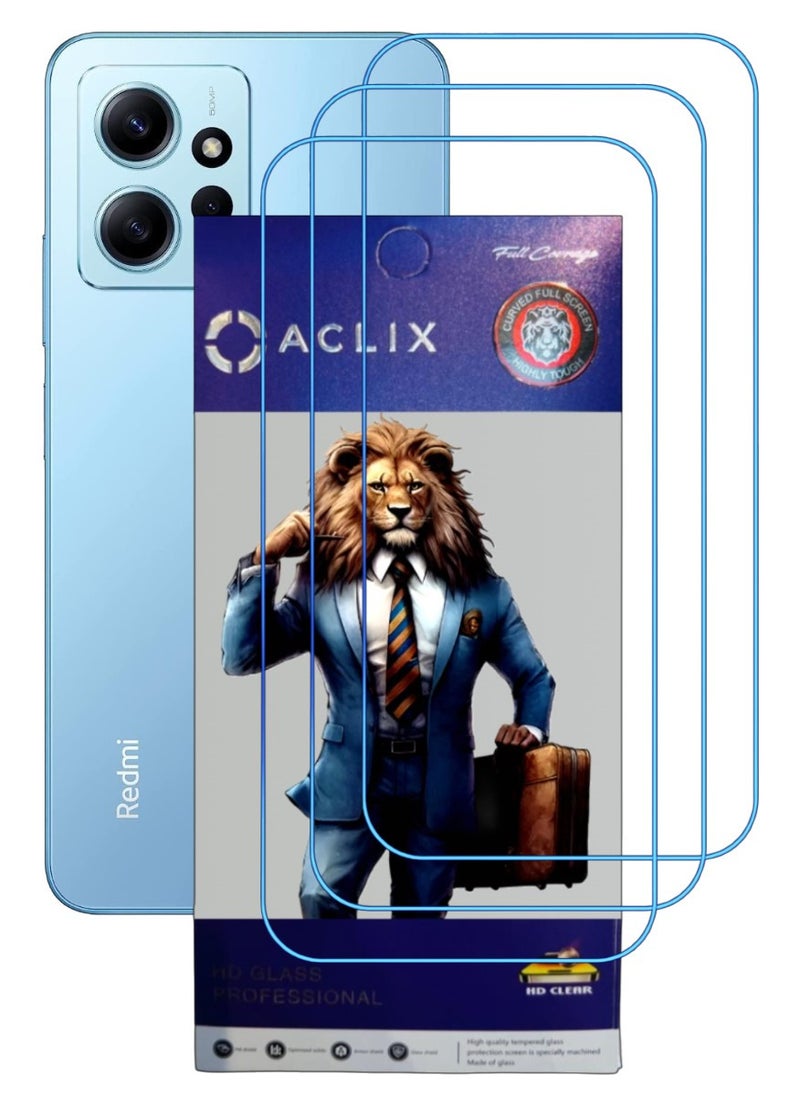 ACLIX 3 Pieces Antistatic ESD Dustproof Premium Quality High Definition Clear Tempered Glass Screen Protector Designed For Xiaomi Redmi Note 12 - Image 1