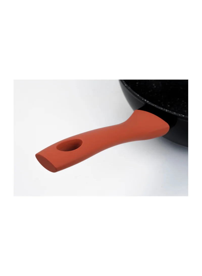 Wilson Aluminum Wok Pan 28x13cm with Marble Coating Silicon Handle and Induction Bottom