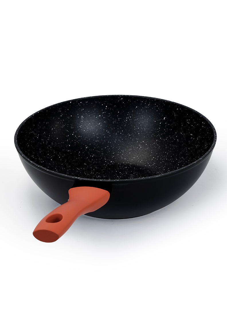 Wilson - Aluminum Wok Pan 28x13cm with Marble Coating Silicon Handle and Induction Bottom - Image 1