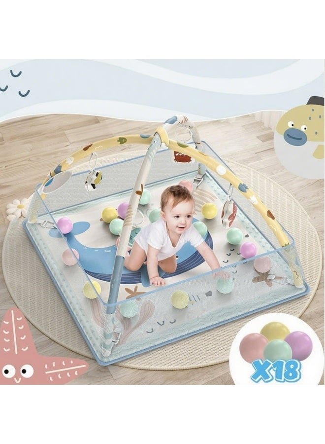 VTERLY Baby Play Gym Mat with Ball Pit Activity Gym Center Tummy Time Mat Thickened Mat Sensory Exploration Motor Skill Development for Newborn Infant Baby Toddlers - Image 4
