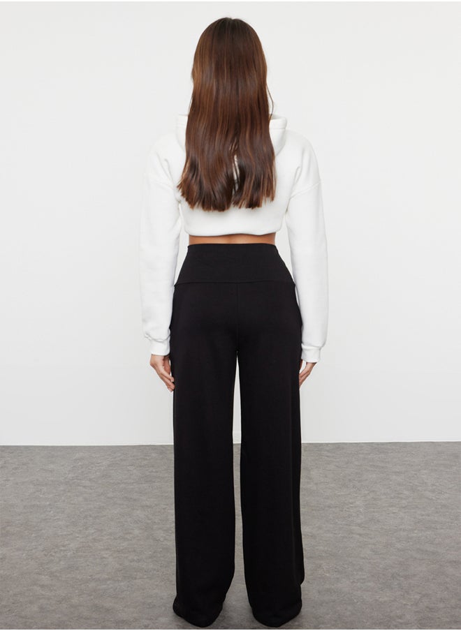 trendyol Black Slim Extra High Waist Wide Leg/Wide Cut Trousers TWOAW25PL00026  - Image 5