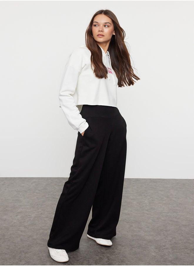 trendyol Black Slim Extra High Waist Wide Leg/Wide Cut Trousers TWOAW25PL00026  - Image 1