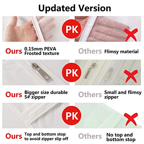 VOSIGREEN Hanging Garment Bags 7 Piece Set - 60 Inch Translucent Dust Proof Clothes Bag White Breathable Full Zipper Dust Cover for Suit Dance Costumes Gown Dress. - Image 5