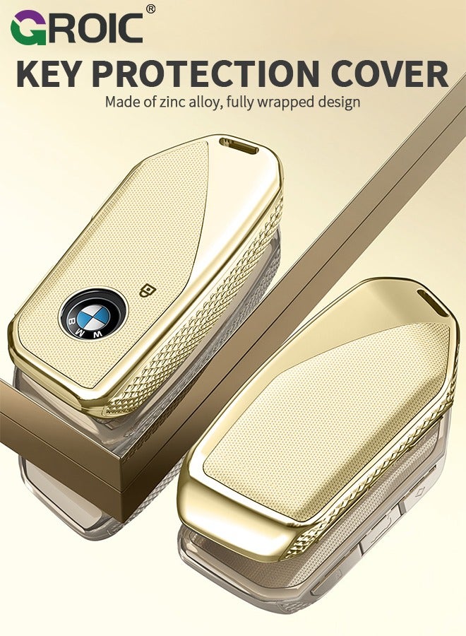 GROIC For BMW Key Fob Cover with Keychain, Car Key Shell Case for BMW 3 5 7 Series  X1 X3 X5 X7 IX XM U11735i 740Li 2023 2024, BMW Remote Smart Key PC Protector, Car Key Holder Key Cover (Yellow) - Image 2