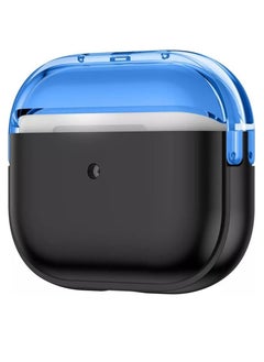 Generic Compatible with AirPods 4 Case with Carrying Lanyard, Shockproof Soft TPU Protective Cover - LED Visible to Monitor Charging Status ( black/Blue) 