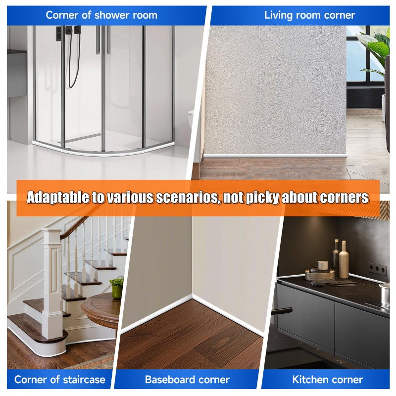 YIYAO Flexible Quarter Round Molding Bendable Molding Trim 0.5 Inch(W) x 5 Feet(L) Self Adhesive Vinyl Wall Base Peel and Stick Rubber Edge Trim for Floor,Tub,Around Curved Stairs(White) - Image 2