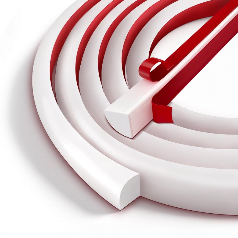 YIYAO Flexible Quarter Round Molding Bendable Molding Trim 0.5 Inch(W) x 5 Feet(L) Self Adhesive Vinyl Wall Base Peel and Stick Rubber Edge Trim for Floor,Tub,Around Curved Stairs(White) - Image 1