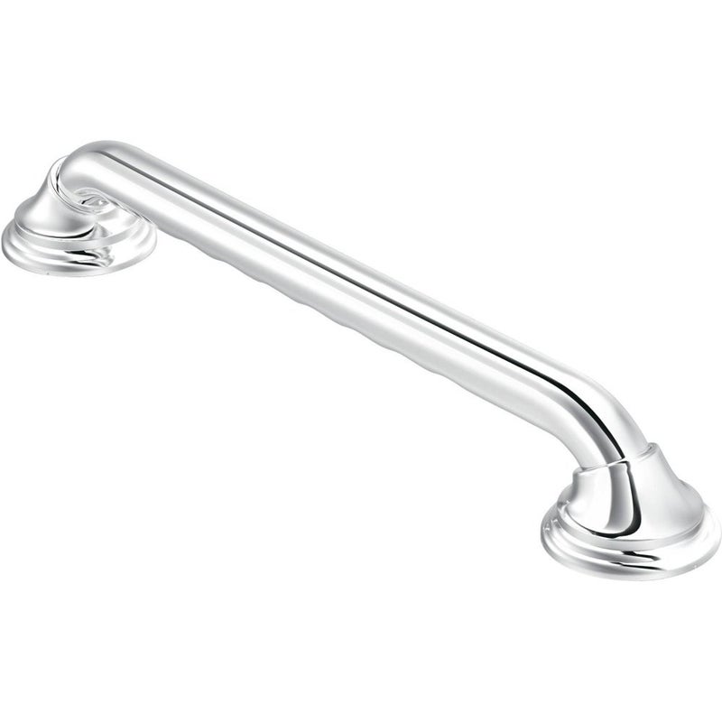 Moen Chrome Bathroom Safety 12-Inch Designer Shower Grab Bar with Curled Grip for Handicapped or Elderly, R8712D3GCH