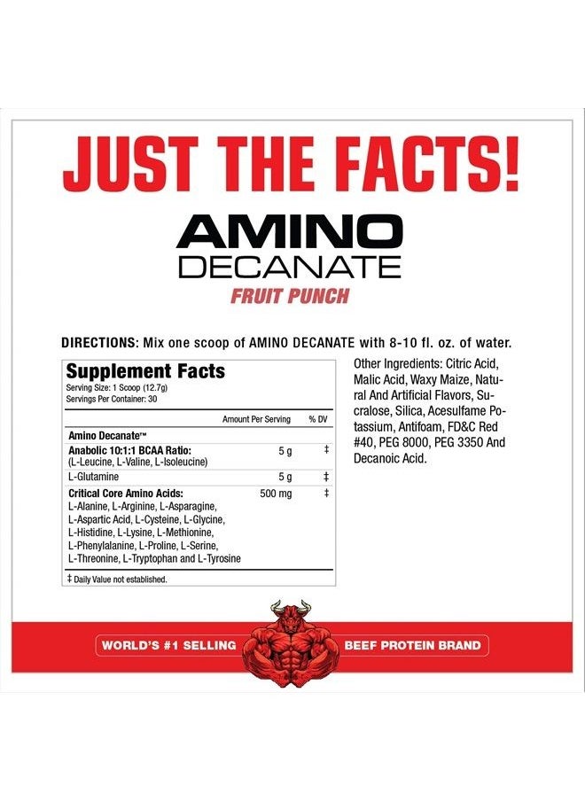MUSCLEMEDS Amino DECANATE, Intra, Post Workout Drink, Full Spectrum Amino Acid Complex, Leucine, Muscle Recovery, Fruit Punch, 30 Servings  - Image 2