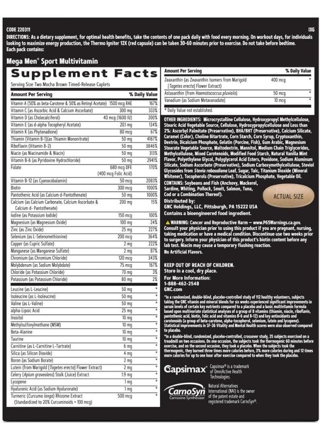 GNC AMP - Men'S Ripped Vitapak Program With Metabolism + Muscle Support - Image 1