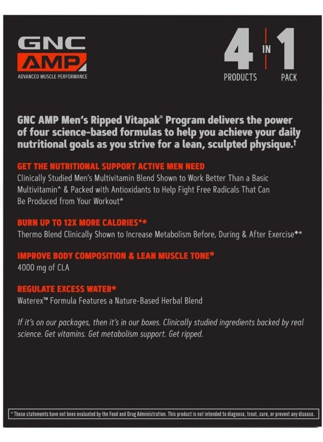 GNC AMP - Men'S Ripped Vitapak Program With Metabolism + Muscle Support - Image 1