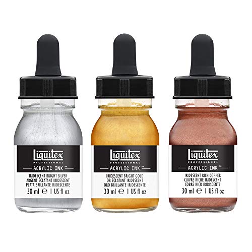 Liquitex Professional Acrylic Ink, 1-oz (30ml), Iridescent Set, Set of 3 - Image 3