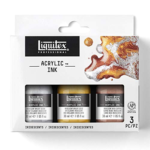 Liquitex Professional Acrylic Ink, 1-oz (30ml), Iridescent Set, Set of 3 - Image 1