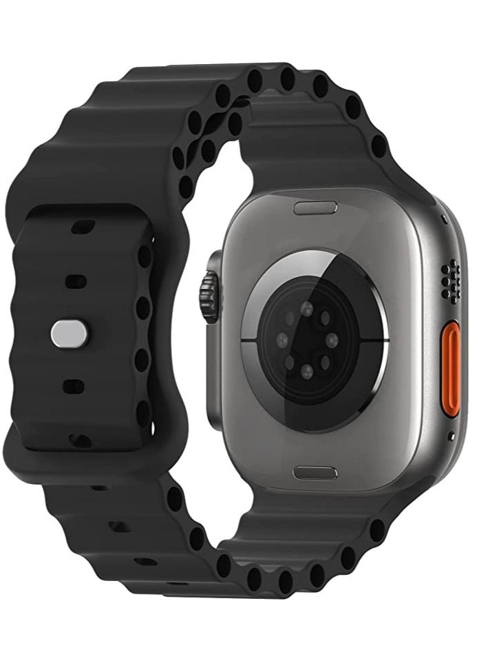 Rabos Silicone Band Compatible with Apple Watch Band 49mm 45mm 44mm 42mm 41mm 40mm 38mm, Breathable Sport Strap Adjustable Wristband for iWatch Ultra Series 8/7/SE/6/5/4/3/2/1 Women Men - Image 1
