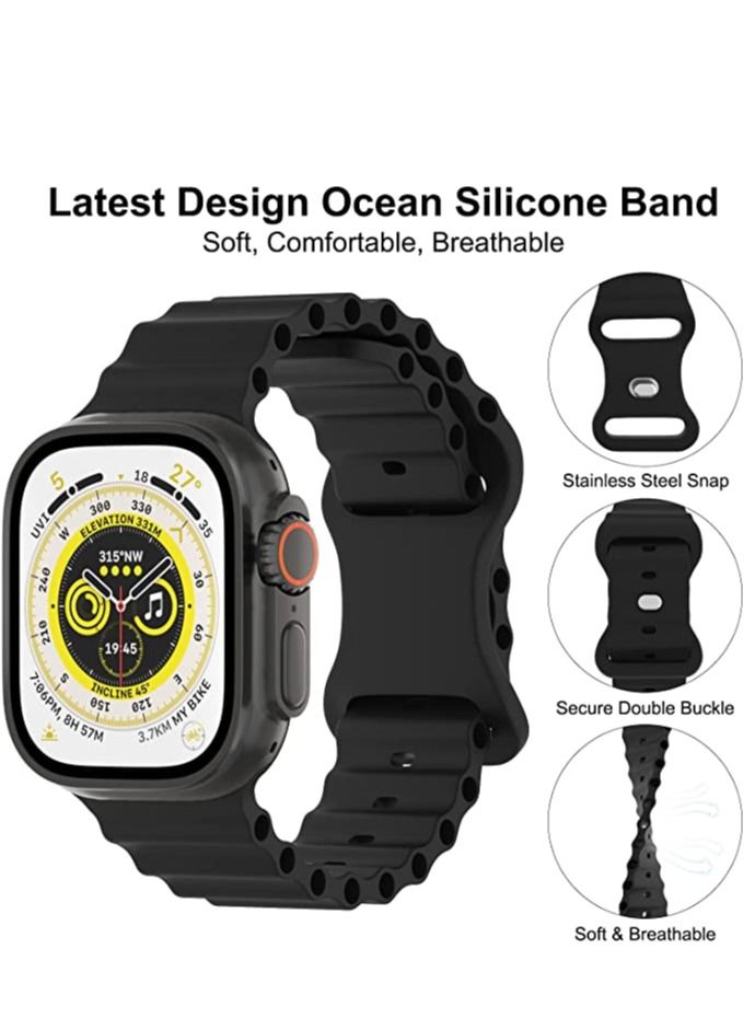 Rabos Silicone Band Compatible with Apple Watch Band 49mm 45mm 44mm 42mm 41mm 40mm 38mm, Breathable Sport Strap Adjustable Wristband for iWatch Ultra Series 8/7/SE/6/5/4/3/2/1 Women Men - Image 2