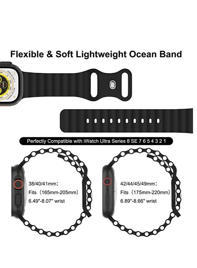 Rabos Silicone Band Compatible with Apple Watch Band 49mm 45mm 44mm 42mm 41mm 40mm 38mm, Breathable Sport Strap Adjustable Wristband for iWatch Ultra Series 8/7/SE/6/5/4/3/2/1 Women Men - Image 3