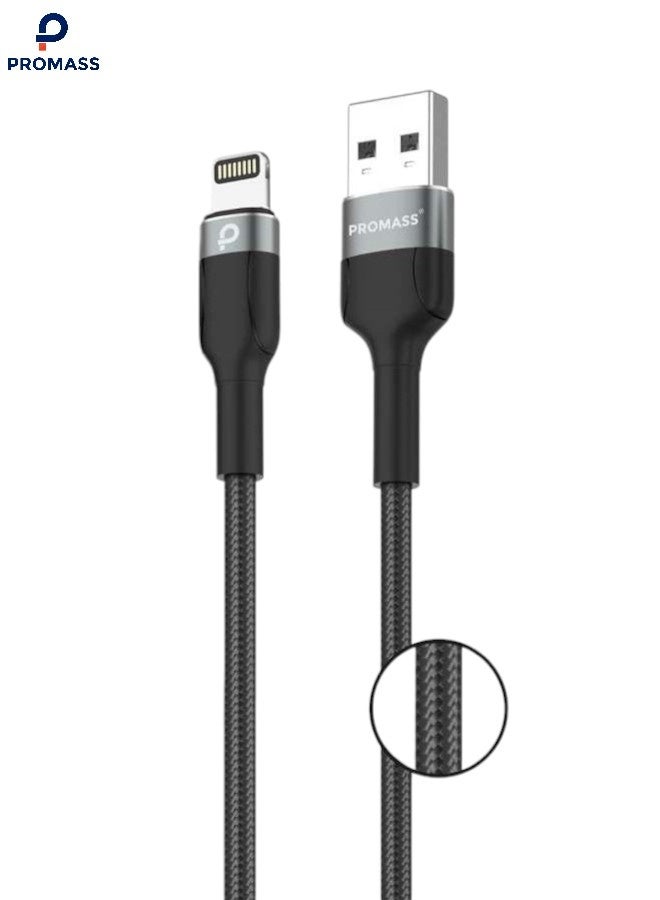 PROMASS Fast Braided Charging Cable from Promass, Certified 1 Meter Length, USB A to Lightning Port, Compatible with iPhone 14 Pro/14 Pro Max/14/14 Plus/13/12/11/X/8/7 - Image 1