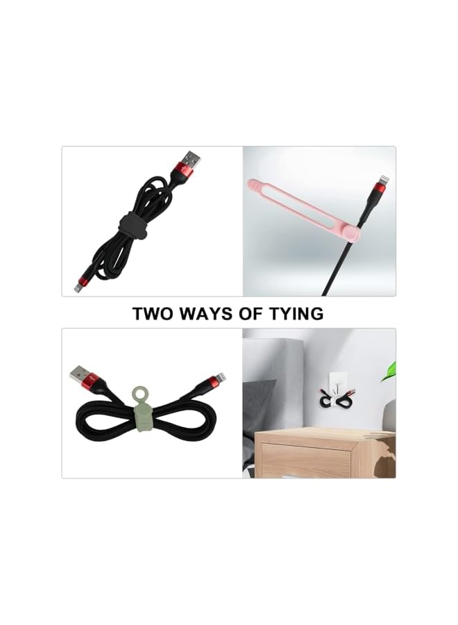 PROMASS promass 24Pcs Silicone Cable Straps Cord Organizer for Bundling Earphone, Phone Charger, Computer Cords, Reusable Cable Ties Wire Organizer in Home,Office,Kitchen,School (4 Colors)  - Image 5
