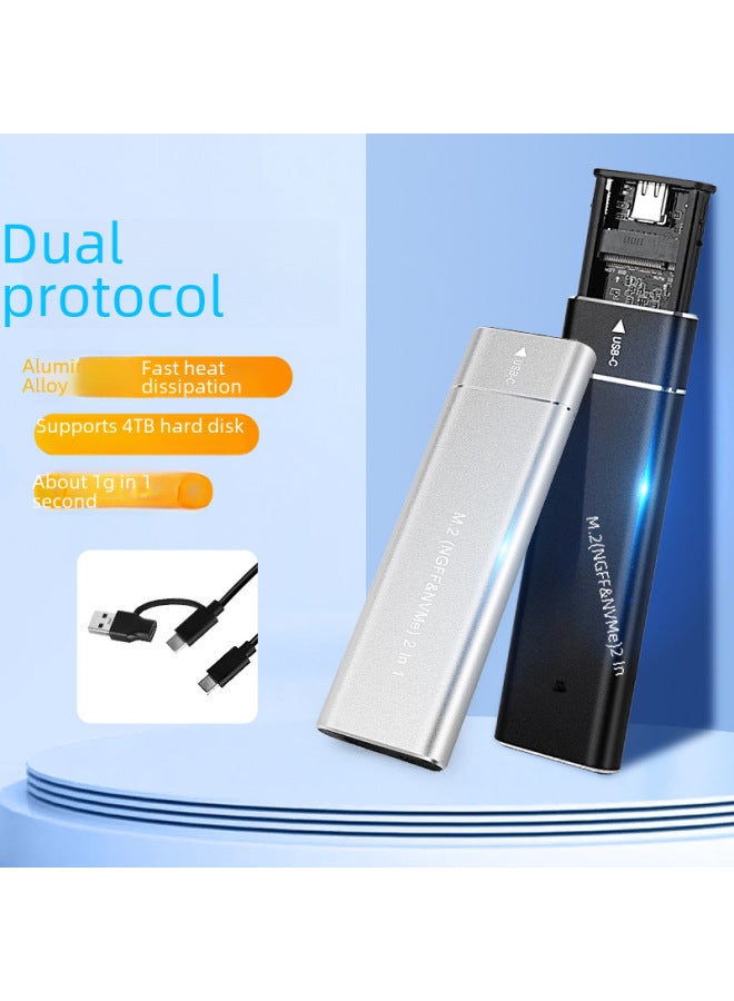 Usb 3.1 10g M.2 Solid State Drive Box Dual Protocol Ngff Nvme Notebook External M2 Hard Drive Box Digital Computer Mobile Hard-Color:Silver NGFF Single Protocol C- A 5G - Image 2