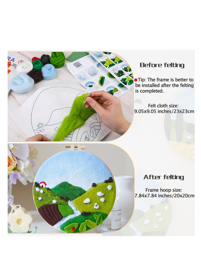 Cobest Embroidery Kits, Needle Felt Starter Set for Beginners, Wool Needle Felt Set with Embroidery Hoop Color Threads Felt - Image 3
