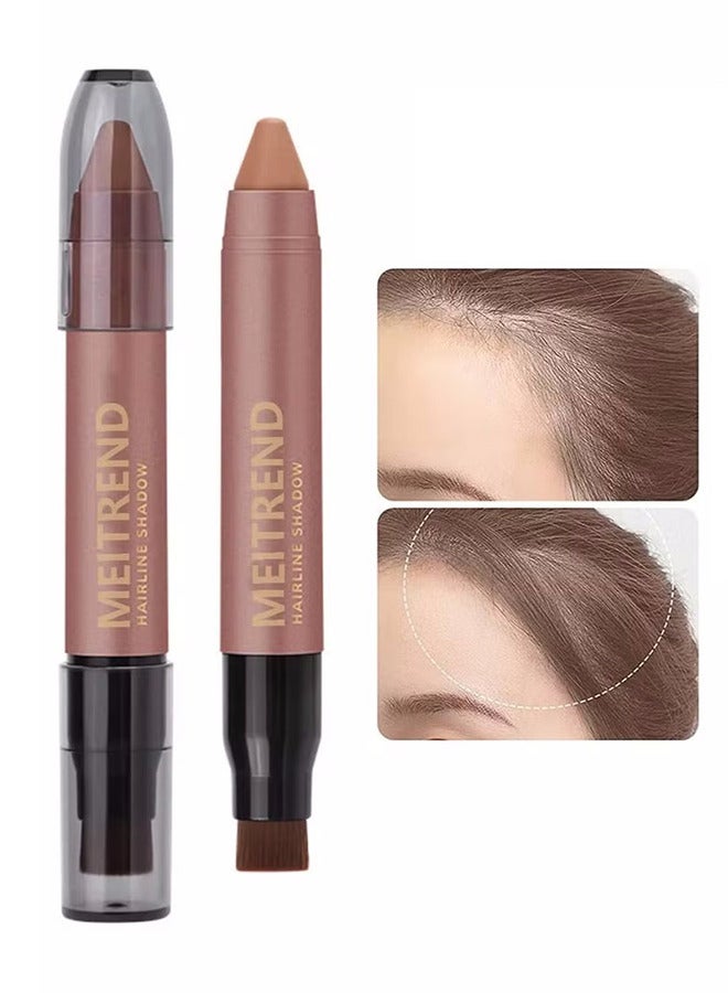 Sheloves Hairline Filler Pen Hair Line Shadow Powder Stick Hair Volumizing Powder Fill In Receding Hairlines Bald Spots Wide Parts Forehead Side Double-Ended Hairline Powder Hair Root Dye (LIGHT BROWN) - Image 1