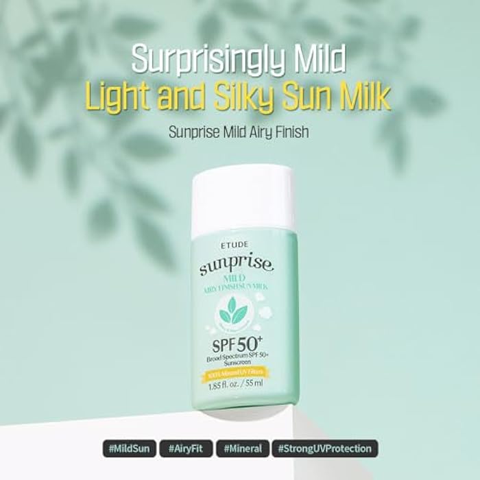 ETUDE Sunprise Sunscreen Mild Sun Milk SPF 50+ / PA++++ (55ml) | Sebum-free, Non-Sticky, Long Lasting Protection, 100% Mineral Korean Sunscreen for sensitive skin - Image 3