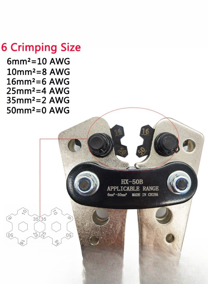 كاشيمانو HX-50B أداة العقص للأسلاك 10-0AWG 6-50mm² بتستخدم لعقصة الكابلات الزرقاء. - Image 2
