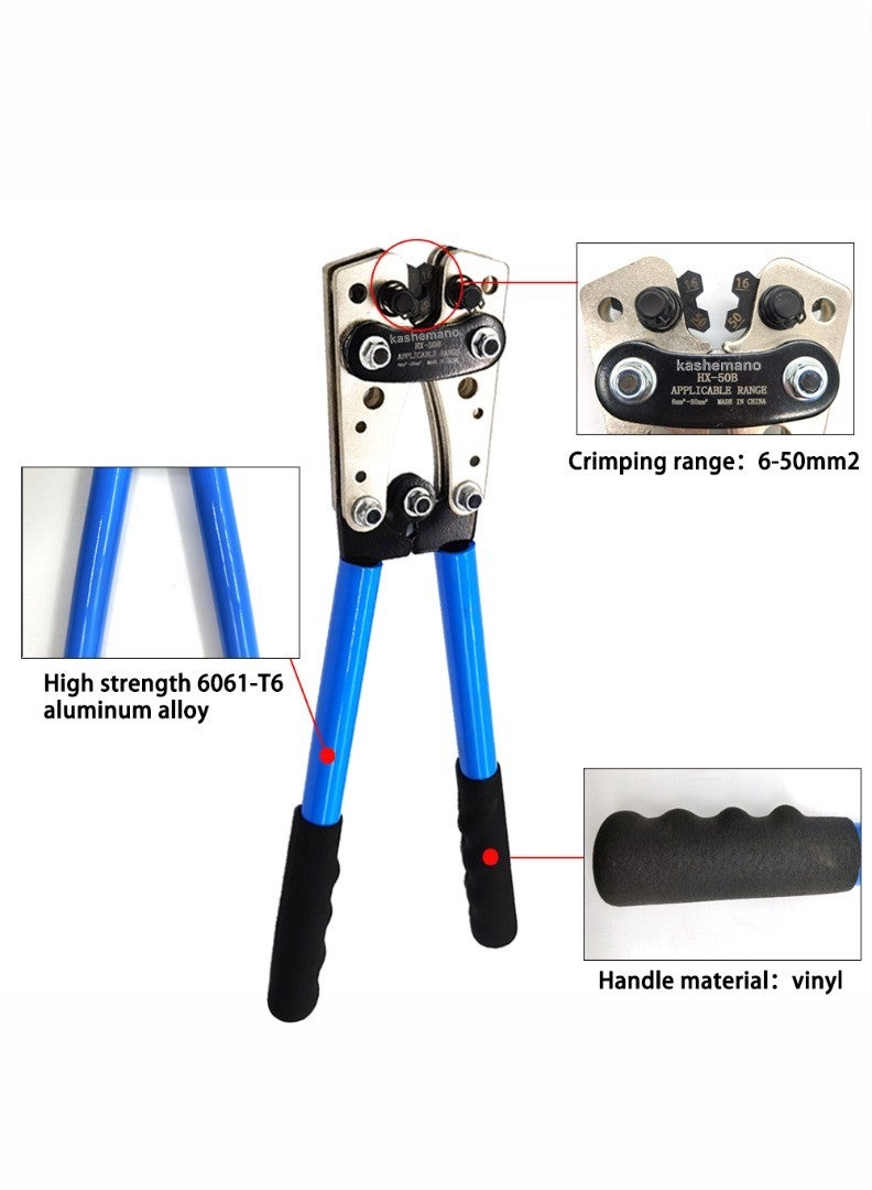 كاشيمانو HX-50B أداة العقص للأسلاك 10-0AWG 6-50mm² بتستخدم لعقصة الكابلات الزرقاء. - Image 4