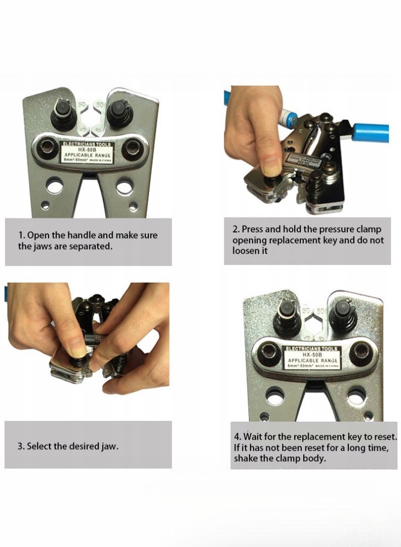 كاشيمانو HX-50B أداة العقص للأسلاك 10-0AWG 6-50mm² بتستخدم لعقصة الكابلات الزرقاء. - Image 3