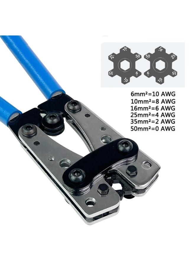 kashemano HX-50B Wire Crimping 10-0AWG 6-50mm² Plier Cable Crimping Tool Blue - Image 3