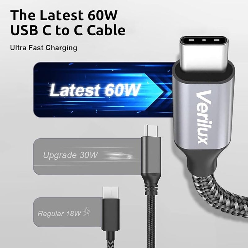 ® USB C to USB C Cable 16.4Ft,PD 60W Fast Charging Cord,Type-C Charger Lead for MacBook iPad Pro Samsung Galaxy Pixel Switch Data Transfer - Image 3