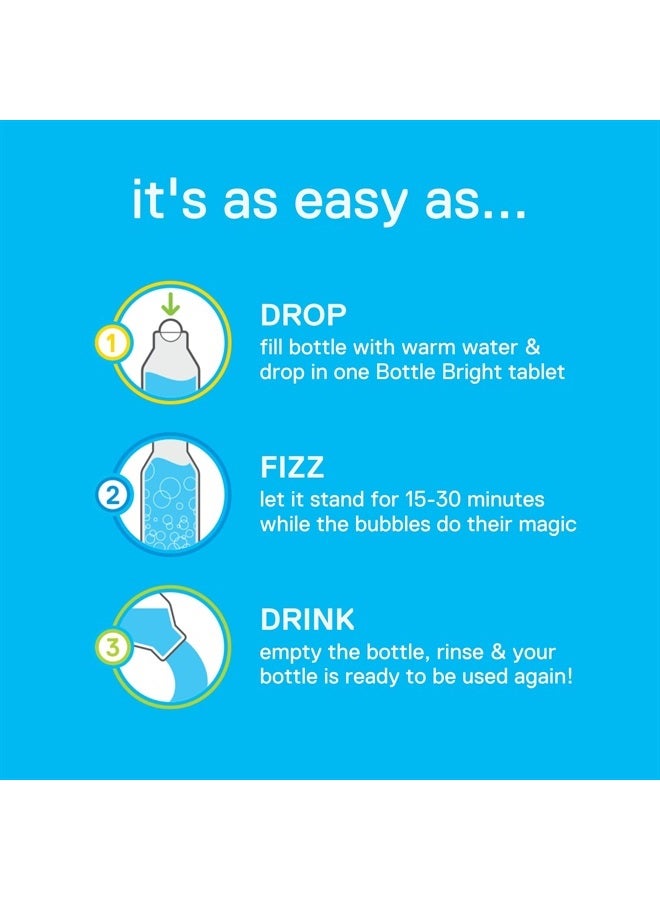 BOTTLE BRIGHT عبوة برايت حزمة واحدة (12 قرص) - تنظيف الفولاذ المقاوم للصدأ، الترمس، الكوب، زجاجات المياه المعزولة والقابلة لإعادة الاستخدام - أقراص التنظيف سهلة وآمنة للاستخدام - Image 4