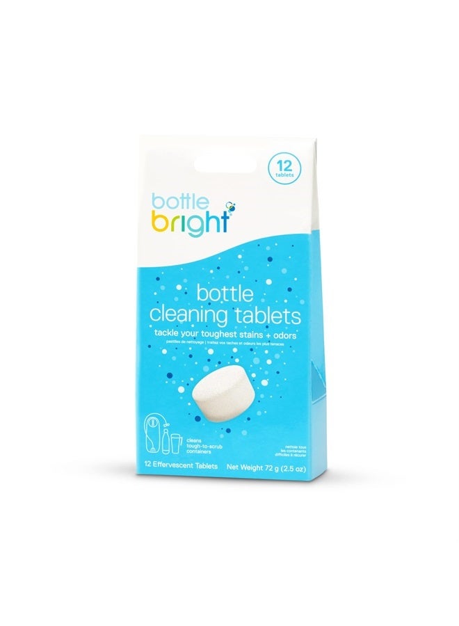 BOTTLE BRIGHT عبوة برايت حزمة واحدة (12 قرص) - تنظيف الفولاذ المقاوم للصدأ، الترمس، الكوب، زجاجات المياه المعزولة والقابلة لإعادة الاستخدام - أقراص التنظيف سهلة وآمنة للاستخدام - Image 1