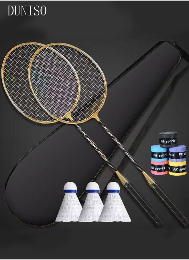 DUNISO - Badminton Rackets Set of 2 Badminton Racquets Lightweight Including Badminton Bag 3 Badminton Shuttlecock and Grip Tape - Image 1