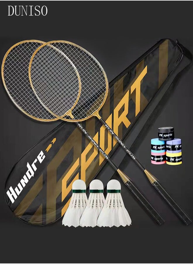 DUNISO - Badminton Rackets Set of 2 Badminton Racquets Lightweight Including Badminton Bag 3 Badminton Shuttlecock and Grip Tape - Image 1