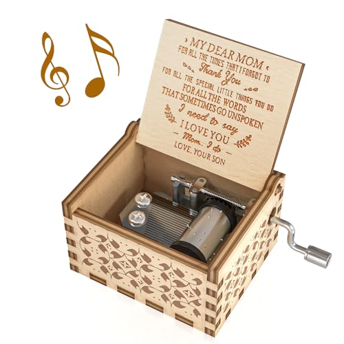 Ucuber You are My Sunshine Music Box, Gift for Mom from Son, Wood Laser Engraved Vintage Music Boxes, Unique Best Gift for Mother's Day, Birthday/Christmas (Son to Mom) - Image 1