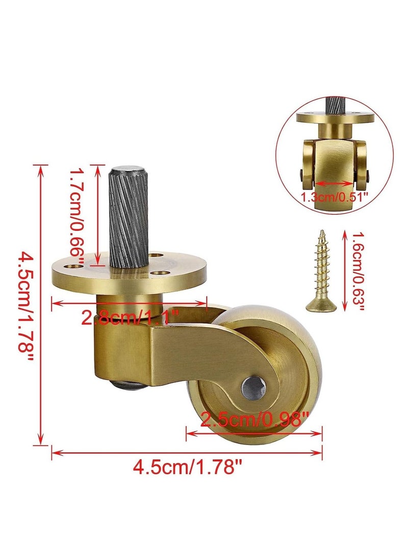 SYOSI Threaded Stem Caster Wheels Swivel Casters, Universal Brass Caster Stems 360 Degree Rotation Casters, Metal Caster Replacements for Furniture Trunk Box Trolley Cabinet Coffee Table (Pack of 4)  - Image 3