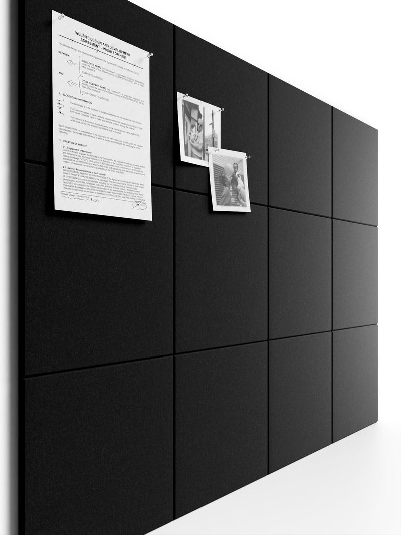 Bumusty Large Cork Board 48" x 36" Alternative - 12 Pack Felt Wall Tiles with 70 Safe Removable Adhesive Tabs, 30 Pushpins, Cork Boards for Walls Pin Board Bulletin Board Office Decor (Black) - Image 1