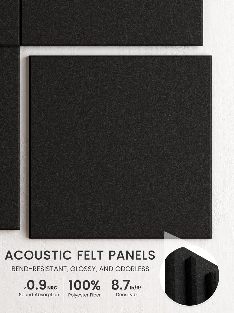 Bumusty Large Cork Board 48" x 36" Alternative - 12 Pack Felt Wall Tiles with 70 Safe Removable Adhesive Tabs, 30 Pushpins, Cork Boards for Walls Pin Board Bulletin Board Office Decor (Black) - Image 3